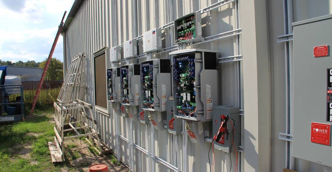 47 kW Corrugated Roof Installation for the Gainesville, FL Feed in Tariff Inverter setup